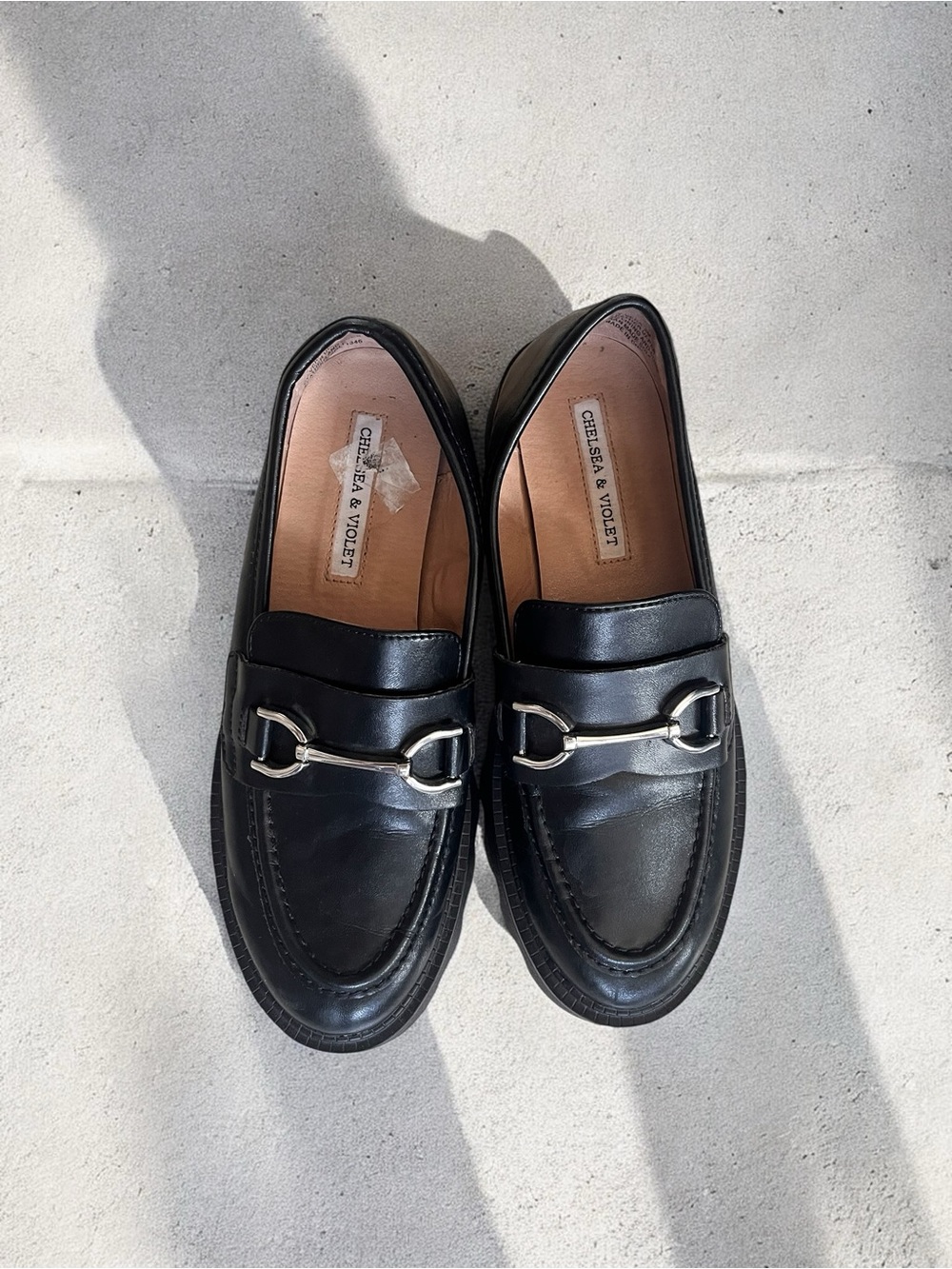 Chelsea & Violet Black Leather Bit Penny Loafers